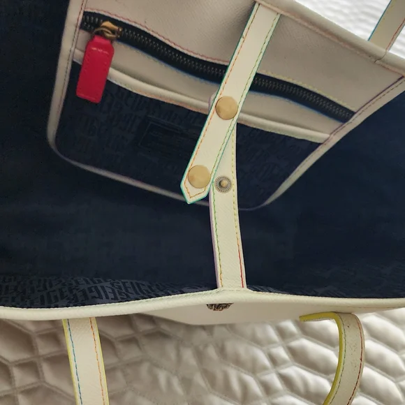 Kurt Geiger Cream Tote with Multicolor Trim - Picture 2 of 6